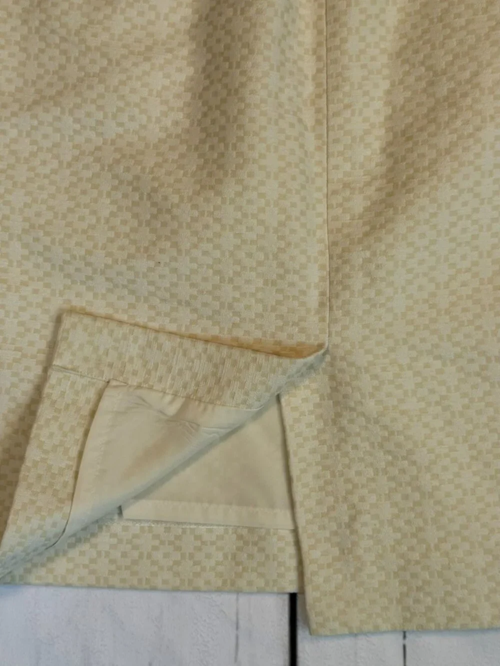 J.Crew Yellow Cream Geometric Jacquard Pencil Skirt Size 12 Lined Workwear